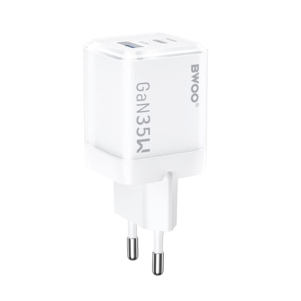BWOO GaN väggladdare CDA222 PD 35W 1 x USB 1 x USB-C, vit vit