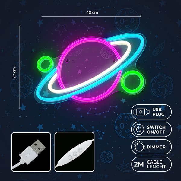 Neon PLEXI LED PLANET flerfärgad FPNE05X Forever Light