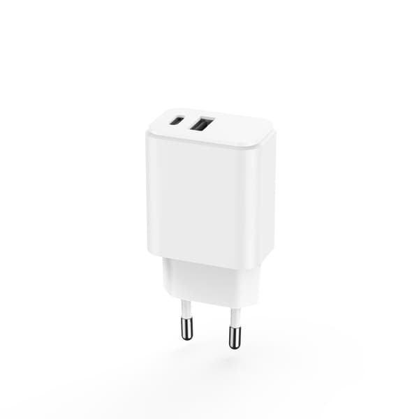Setty laddare 1x USB + USB-C 3A 20W vit vit
