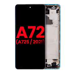OLED-enhet med ram för Samsung A72 (A725 / 2021) (6.67\") (Eftermarknad Plus) (Awesome Blue)