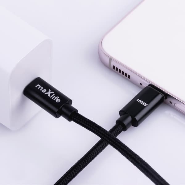 Maxlife MXUC-12 kabel USB-C - USB-C 2,0 m 100W svart svart