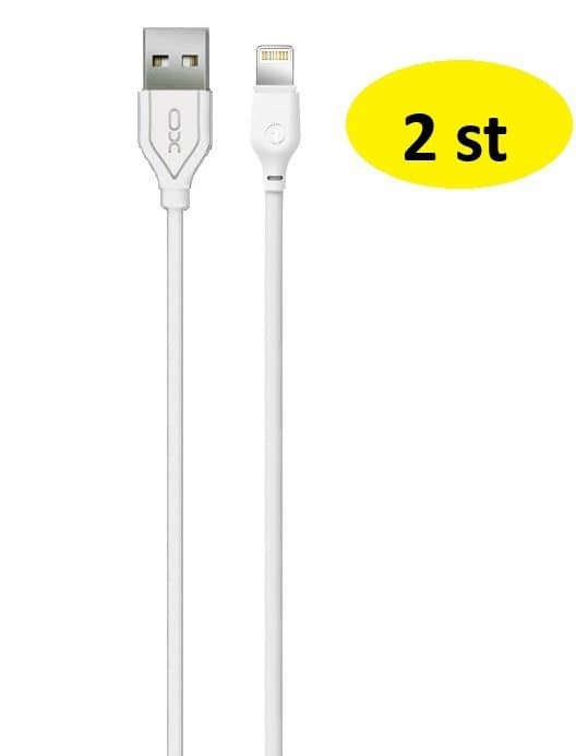 2 st 2m XO USB-A till Lightning-kabel vit