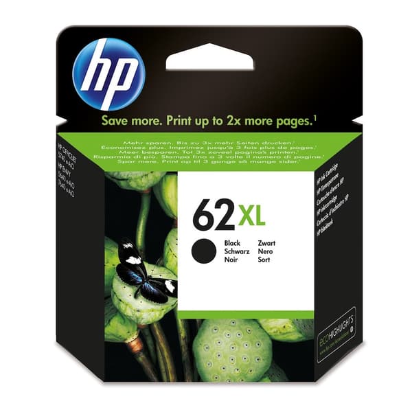 HP 62XL svart 600 sidor bläck C2P05AE
