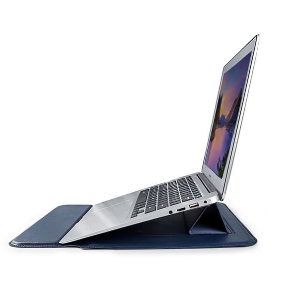 Devia laptopväska / MacBook fästeväska Ultratunn vattentät PU-läder blå blå