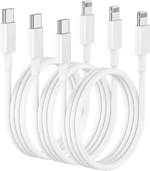 3-Pack 1 m USB-A till Lightning snabbladdningskablar