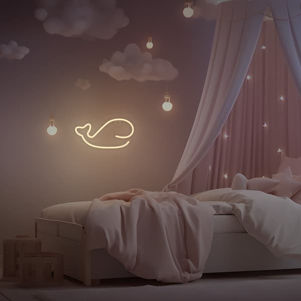 Neon LED-lampa Val varmvit Fladdermus + USB FLNE09 Forever Light