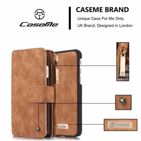 CaseMe 2 i 1 lyxigt lädermagnetiskt för iphone 7/8/SE2|brun "Brun"
"Brown"