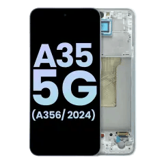 OLED-enhet med ram för Samsung Galaxy A35 5G (A356 / 2024) (Service Pack) (Ice Blue)
