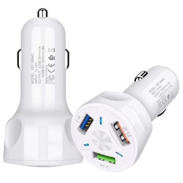 3-Portar USB-billaddare