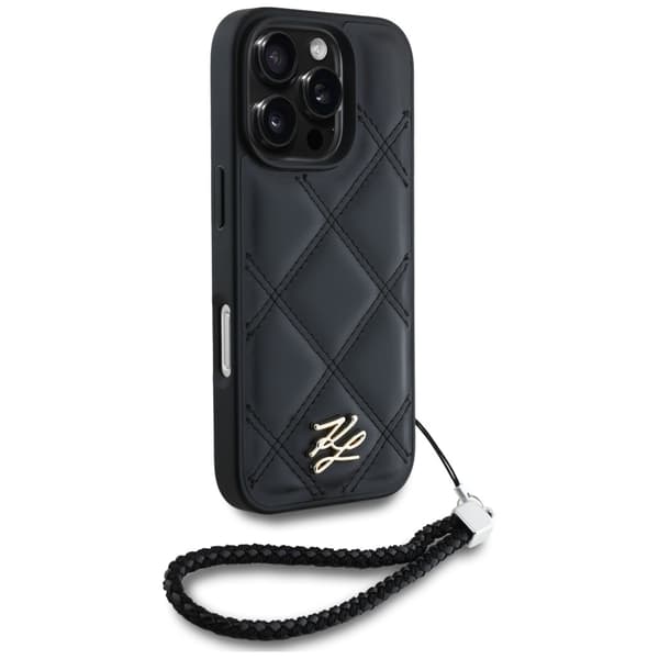 Karl Lagerfeld HC Quilted PU Initial Logo & Chain Strap-fodral för iPhone 16 Pro Max Svart