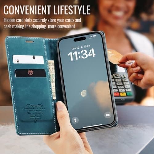 CaseMe 0013 Läderplånboksfodral för iPhone 16 grön