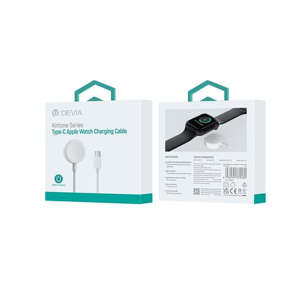 Devia induktiv magnetisk laddare Kintone USB-C 1,0 m vit för Apple Watch vit