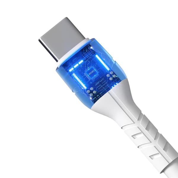 Devia-kabel Kintone EC151 USB-C - USB-C 1,0 m 3A vit