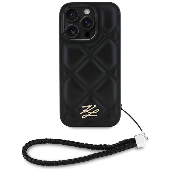 Karl Lagerfeld HC Quilted PU Initial Logo & Chain Strap-fodral för iPhone 16 Pro Max Svart