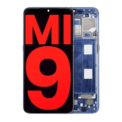 OLED-enhet med ram för Xiaomi Mi 9 (Eftermarknad Plus) (Ocean Blue) blå
