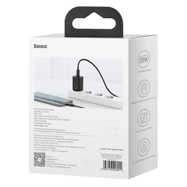 Baseus väggladdare Super Si PD 25W 1x USB-C svart
