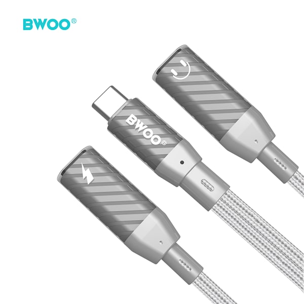 BWOO BZ68 2 i 1-adapter USB C - 2 x USB C-portar grå