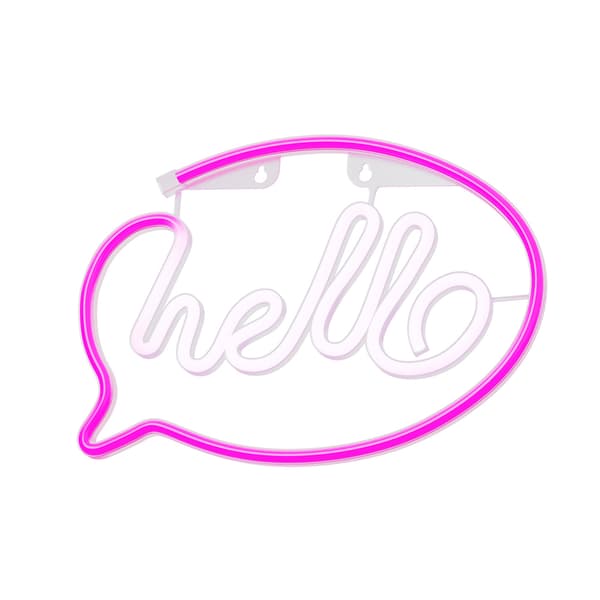 Neon LED-ljus HELLO rosa vit Fladdermus + USB FLNE15 Forever Light