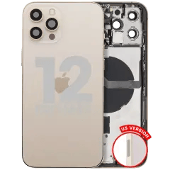 Baksida med smådelar för iPhone 12 Pro Max (amerikansk version) (begagnad OEM-dragning: Grade B) (guld) guld
