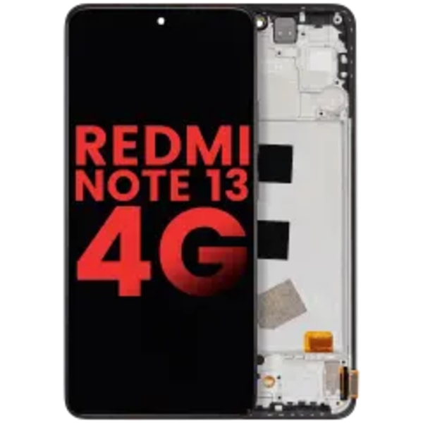 OLED-enhet med ram för Xiaomi Redmi Note 13 4G (Eftermarknad Plus) (Midnattsvart)
