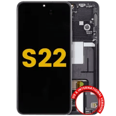 OLED-enhet med ram för Samsung Galaxy S22 5G (USA & internationell version) (renoverad) (Phantom Black)