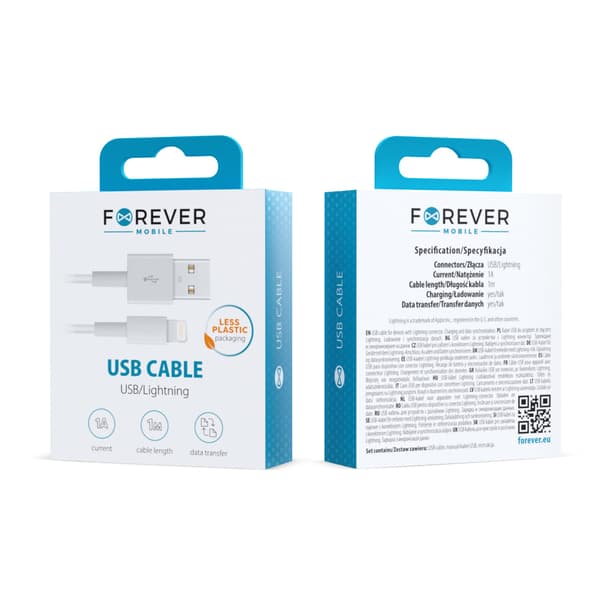 Forever kabel USB - Lightning 1,0 m 1A vit vit