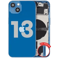 Baksida med smådelar för iPhone 13 (amerikansk version) (begagnad OEM-del: Grade C) (blå) blå
