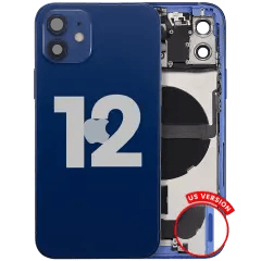 Baksida med laddningsport flex och smådelar för iPhone 12 (amerikansk version) (Använd OEM-drag: Klass B) (Blå) blå