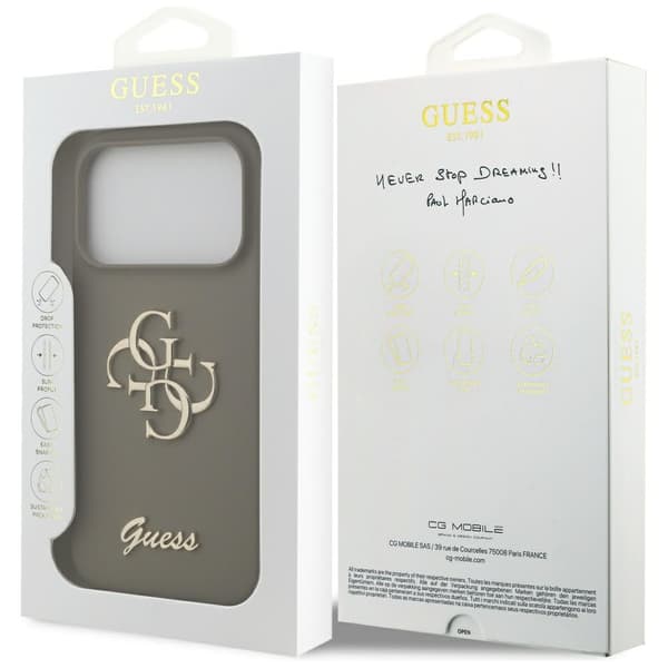 Guess Silicone Big 4G Script fodral för iPhone 17 Pro brun brun