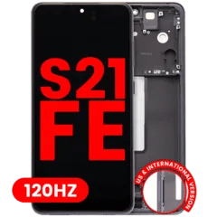 OLED-enhet med ram för Samsung Galaxy S21 FE 5G (USA och internationell version) (Eftermarknad Plus) (120Hz) (Grafit)