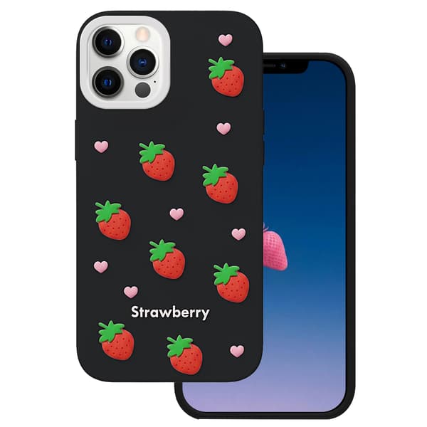Strawberry skal för iPhone 12 / 12 Pro svart svart
