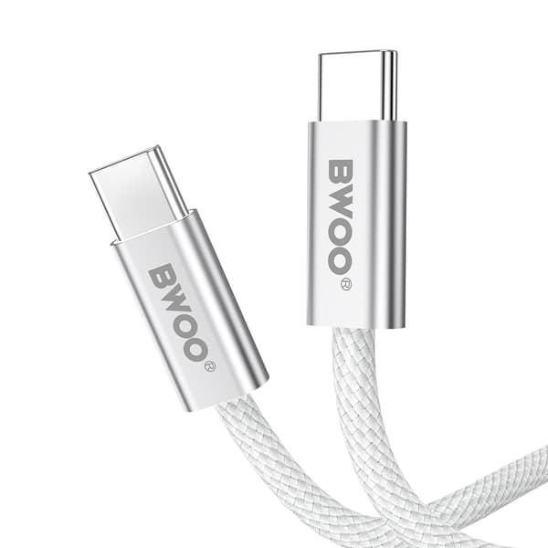 BWOO 240W flätad kabel USB-C - USB-C BO-X317C-C 1m vit