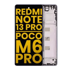 OLED-enhet med ram för Xiaomi Redmi Note 13 Pro 4G / Poco M6 Pro 4G (renoverad) (lila)