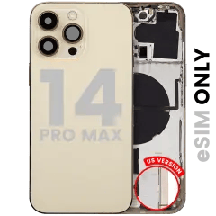 Baksida med smådelar för iPhone 14 Pro Max (amerikansk version) (begagnad OEM-dragning: klass A) (guld)