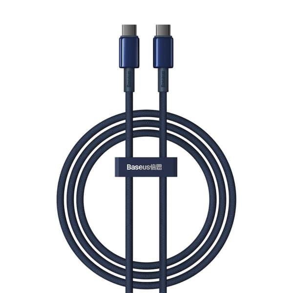 Baseus Tungsten Gold Snabbladdande Datakabel Typ-C till Typ-C 100W 2m Deepsea Blue blå