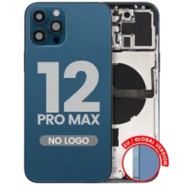 Baksida med smådelar för iPhone 12 Pro Max (EU / Global version) (Eftermarknad Plus) (Stillahavsblå)
