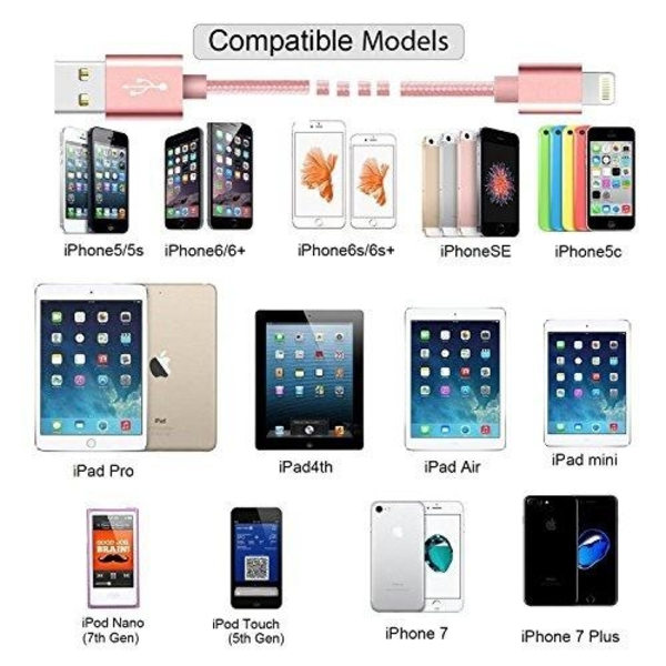 hög kvalitet 1m iphone rosa kabel