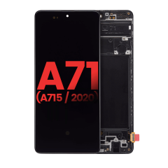 OLED-enhet med ram för Samsung Galaxy A71 (A715 / 2020) (6.67\") (Eftermarknad Plus: Mjuk) (Alla färger)