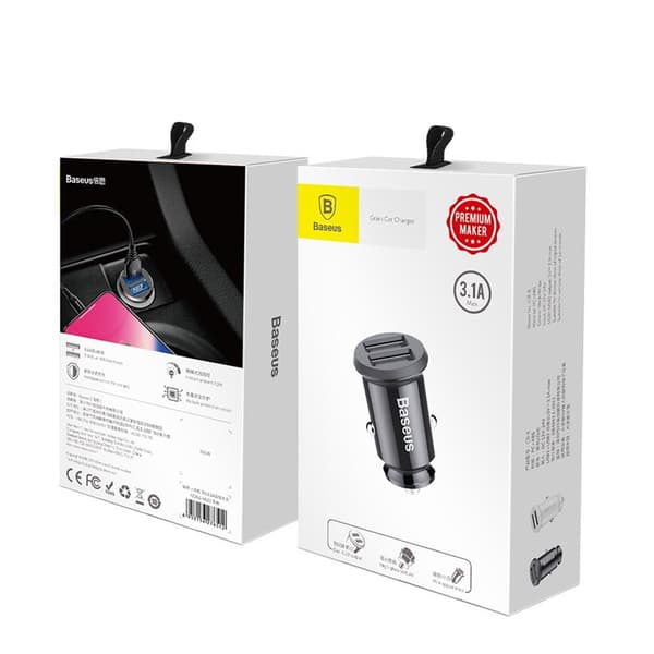 Baseus billaddare Grain 2x USB 3,1A svart svart