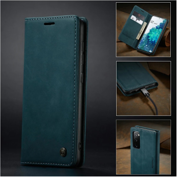 Läderfödral caseme 0013 för  iphone 14 plus grön grön