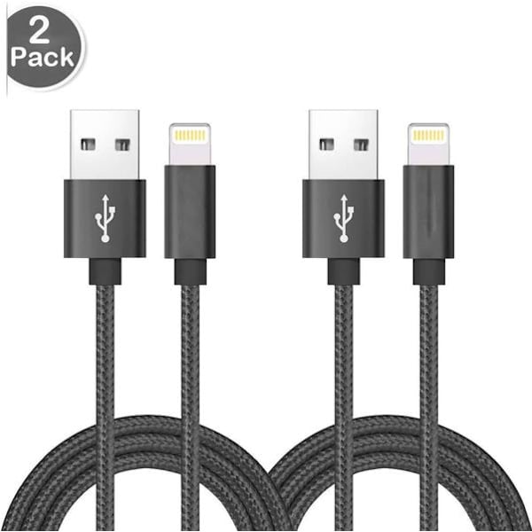 2 st 2 m hög kvalitet  iphone kabel silver