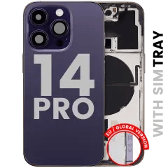 Baksida med smådelar för iPhone 14 Pro (EU / Global version) (Begagnad OEM-dragning: Klass C) (Djuplila) lila