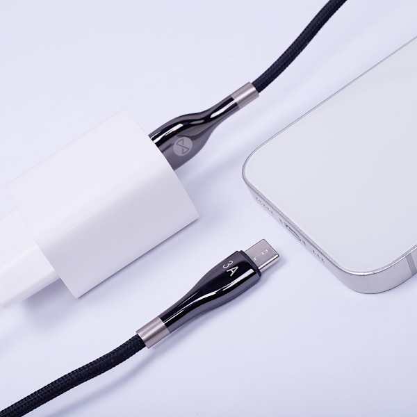 Forever Sleek-kabel USB - USB-C 1,0 m 3A svart