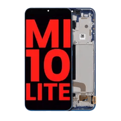 OLED-enhet med ram för Xiaomi Mi 10 Lite 5G (Eftermarknad Plus) (Aurora Blue) blå