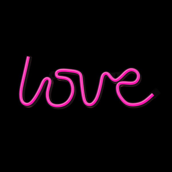 Neon LED-ljus KÄRLEK rosa Bat + USB FLNE05 Forever Light