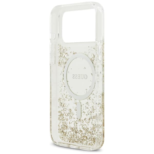 Guess Resin Bottom Glitter MagSafe-fodral för iPhone 17 Pro Max guld