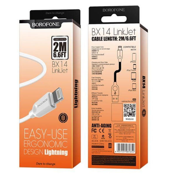 2st Borofone -   Lightning -kabel 1m svart