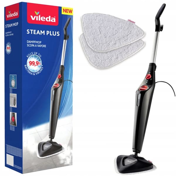 Vileda 168917 Steam Plus 3.0 Electric Mop with 2x Microfibre Replacement Pads