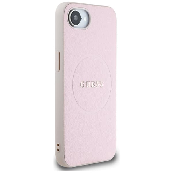 Guess HC MagSafe PU Grained guld Ring fodral för iPhone 16e rosa