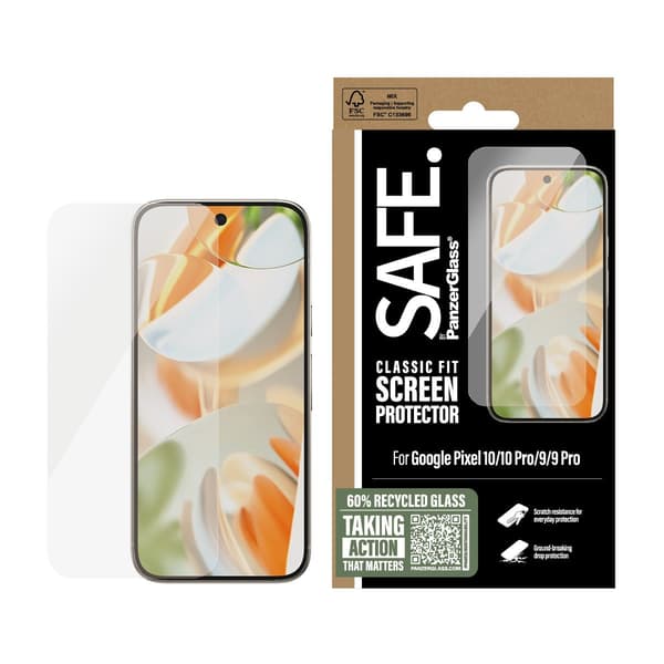 PanzerGlass SAFE. by Screen Protector Google Pixel 10 | 10 Pro | 9 | 9 Pro | Classic Fit Skärmbeskytter